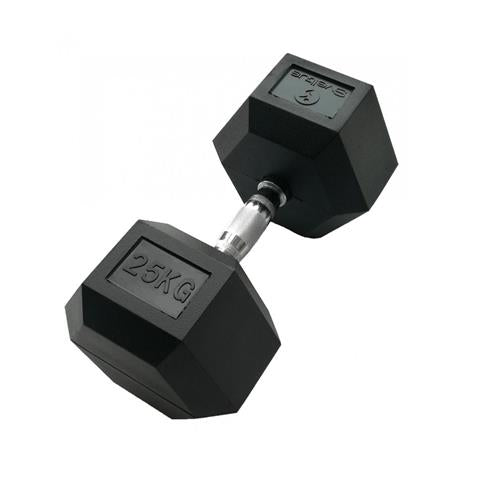 Haltère hexagonal caoutchouc 25Kg
