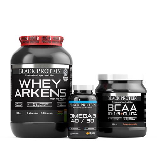 Pack Black Protein Back To Gym - Version Whey Pêche Mangue & BCAA Peach Limonade & Omega 3